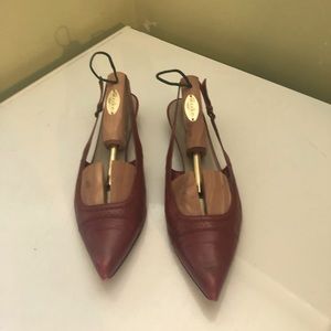 Costume National red leather sling back